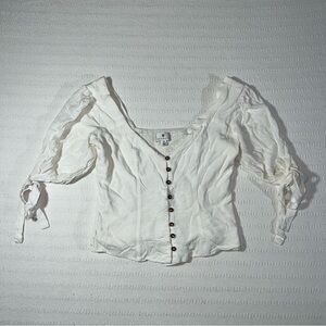Socialite Womens Y2K Fairy Blouse Top Size S White Cottagecore Preppy Coquette